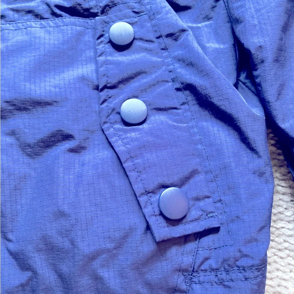 The Childrens Place Blue Hooded Windbreaker Jacket Neon Zip Size 5 6‎